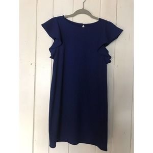 Bar 111 Women’s Dress Blue Ruffle Sleeve Keyhole Button Closure XS